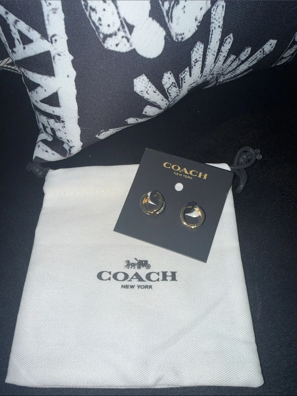 COACH Gold-Tone Signature Small Hoop Earrings - Picture 1 of 6
